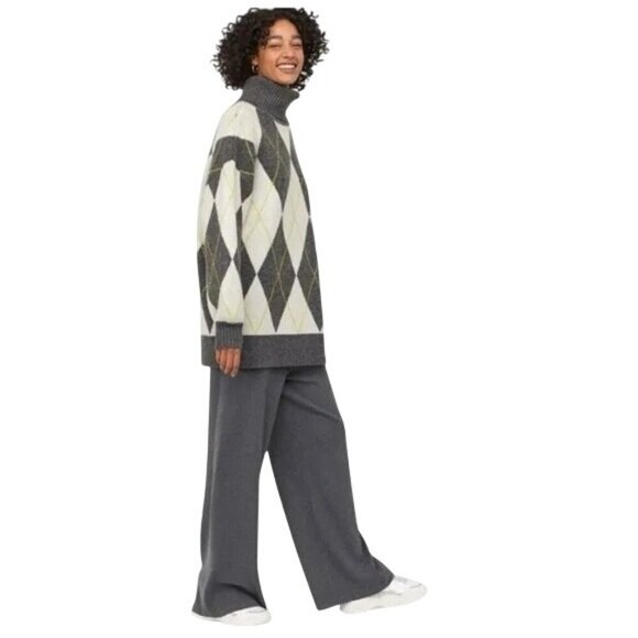 Pringle of Scotland/ H&M Argyle Knit Turtleneck Sweater Dress Wool Blend - Picture 2 of 11